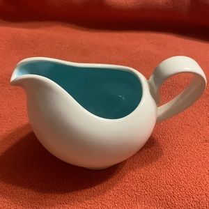 White & Robin Egg Blue Ceramic  Creamer